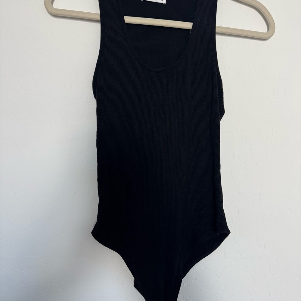 Mango Black Ribbed Tank Top